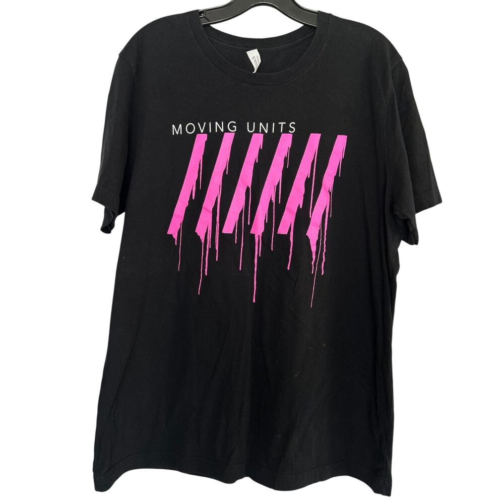 Moving Units Band T-Shirt Black Pink Drip Graphic Bella Canvas
